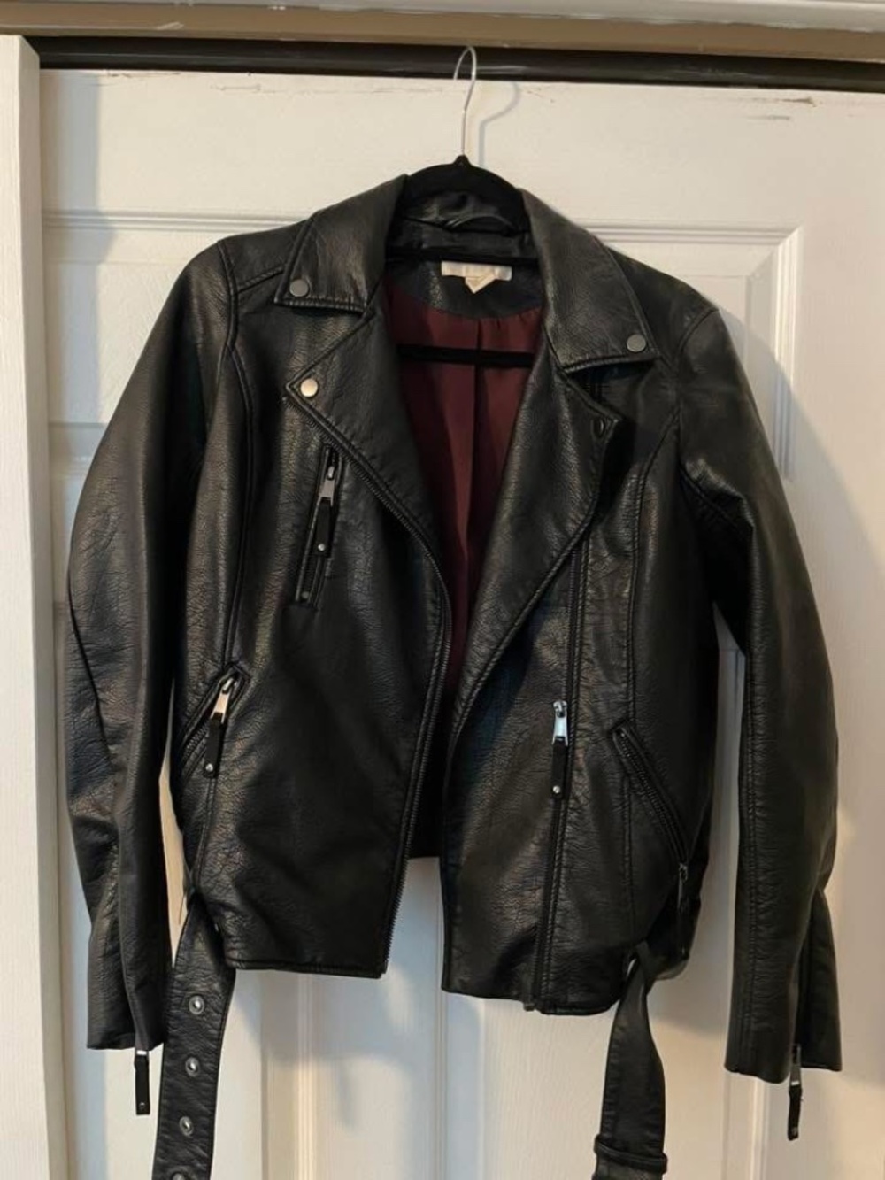 H & M Faux Leather Jacket with Oxblood Lining